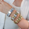 European and American trendy street style, unique and simple spiral snake square patchwork bracelet, fashionable elastic line bracelet details Picture